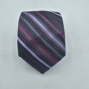 Claiborne Men's Silk Tie Purple Grey Necktie  3"x60" Formal Vintage